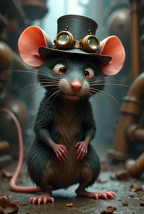 steampunk dirty rat with hat style