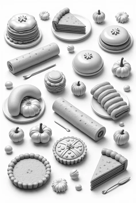 create a wallpaper with various mini coxinha designs, mini pie , mini hotdog, mini churros,  mini pastry and mini pizza all in b...