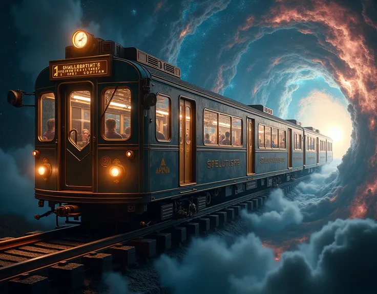 realistic, theme is "train that transcends time and space", a long train that wanders through space, twisting like a snake, the ...