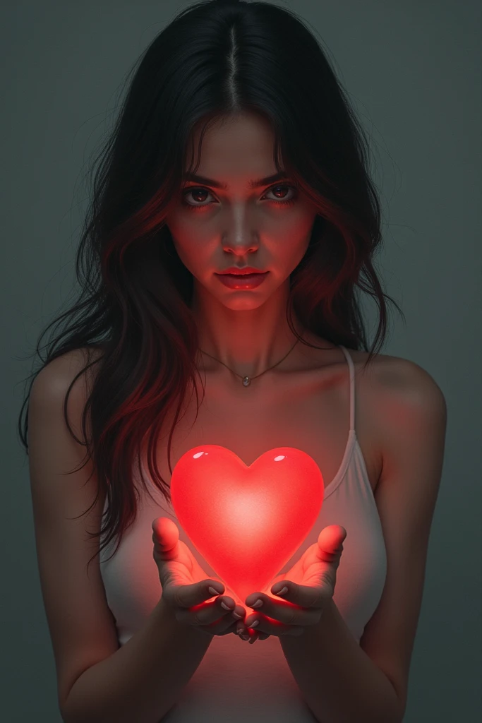 sad heartbroken women holding a heart animated