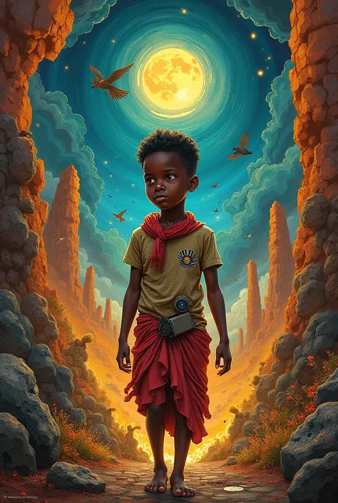 generate the divine comedy art but with an african boy