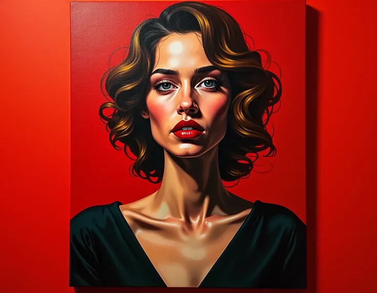 cubist painting - a woman on a red background, 4k resolution