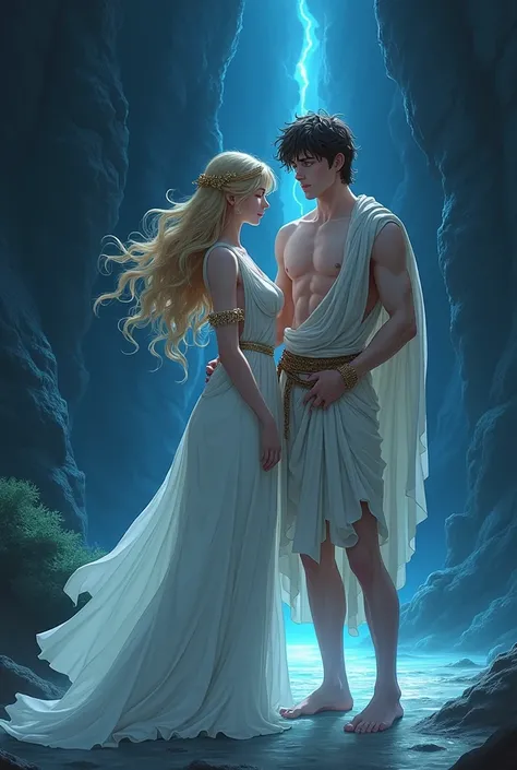 i need you to create a recreation of the greek myth of orpheus and eurydice in anime format,  at the moment they are close to th...