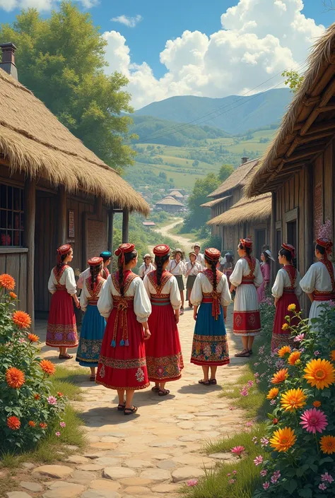 folklore kujaw with flowers,village costumes