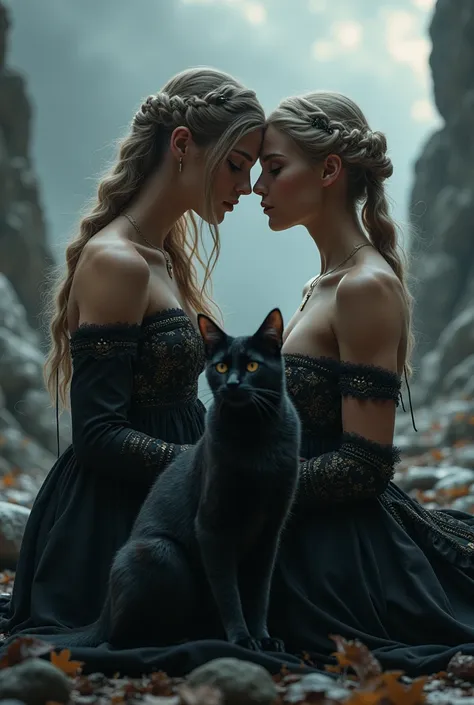 humanoid female couple black cat with thor