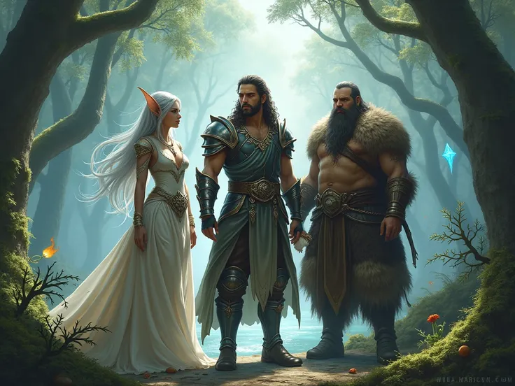 a high elf, a man and a dwarf according to mythology