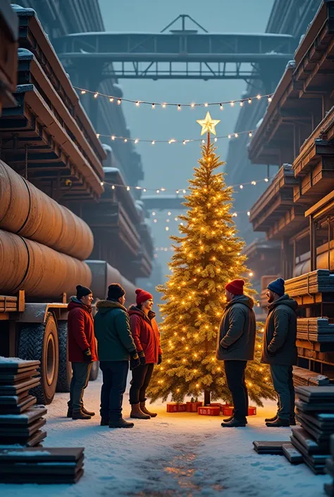 Christmas at a company that sells steel in trucks