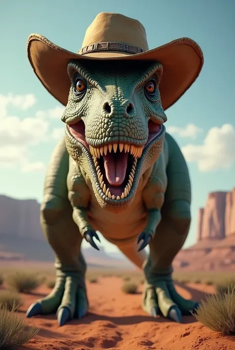 t-rex with cowboy hat