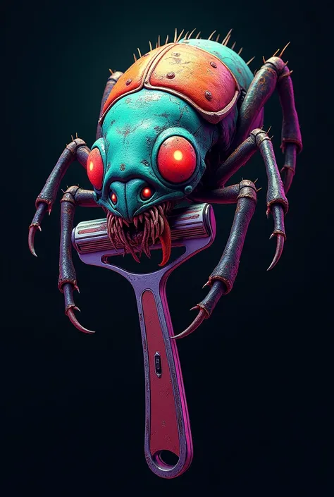  colorful zombie insect logo, Eating a Razor 