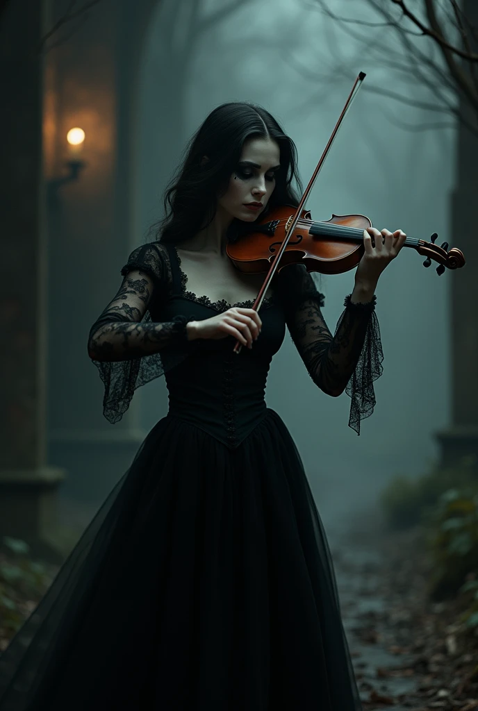 goth girl playing violin