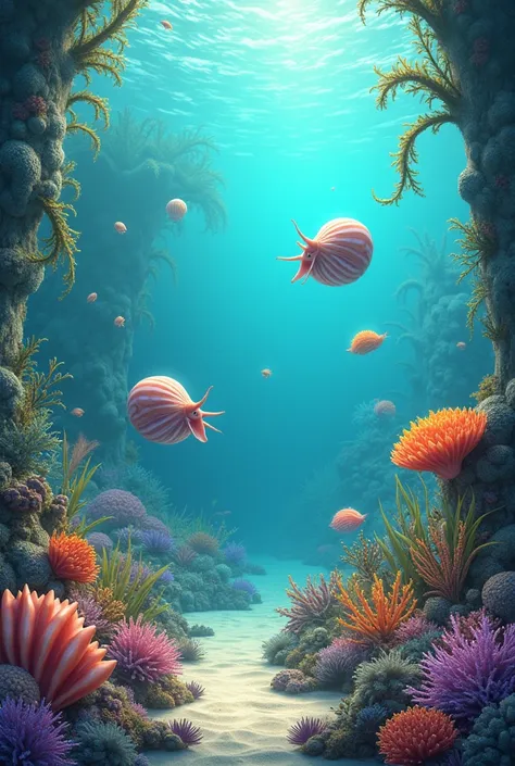 mollusks and plants in the ocean