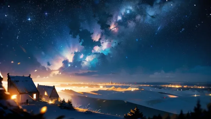 ((masterpiece)), (( top quality)),  depth of field,  high definition ,  starry sky , landscape