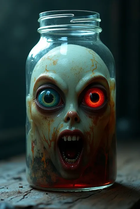 jar with 2 eyes in liquid, close-up,dark fantasy,ultimate trace ,brutal,epic, heterochromia eyes