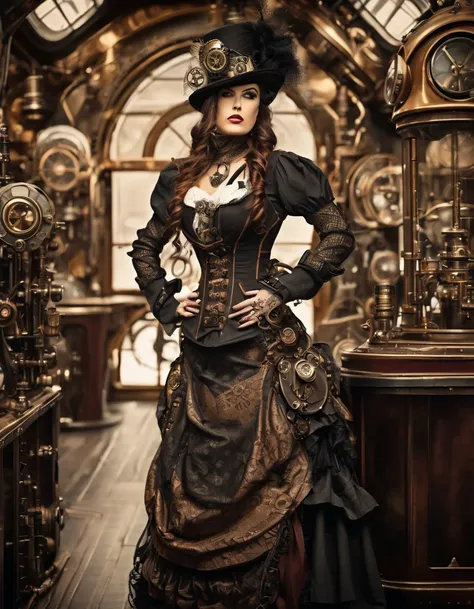 steampunk voyage, a futuristic world dominated by steampunk technology and aesthetics, steampunk decor, steampunk mechanical con...