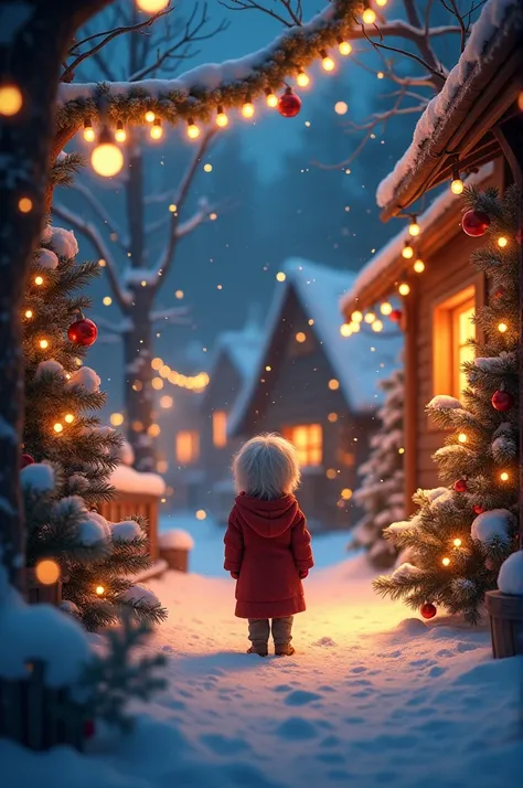 an aesthetic christmas night vibes with a lot of christmas light and red color