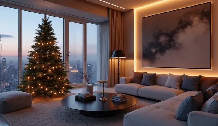 ThUnique Features Zaha Hadids legacy: The penthouse living room has luxurious scenes, luxurious decoration designs, evening view...