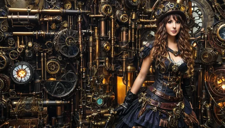 steampunk コスチュームの女性が写真を撮っている,  steampunk な衣装を着て,  steampunk ファンタジー style, ( steampunk),  steampunk の美しい女神,  steampunk の美しい女性,  s...