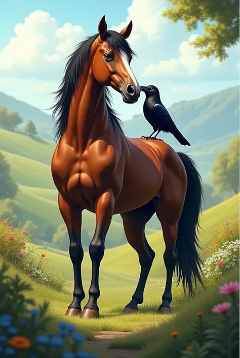 Horse and crow