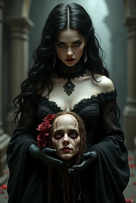 dracula's daughter marya zaleska holding bride of frankenstein's severed head