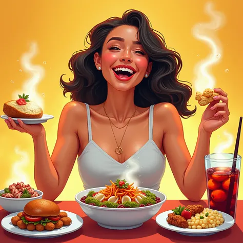 illustration happy person or enjoying food