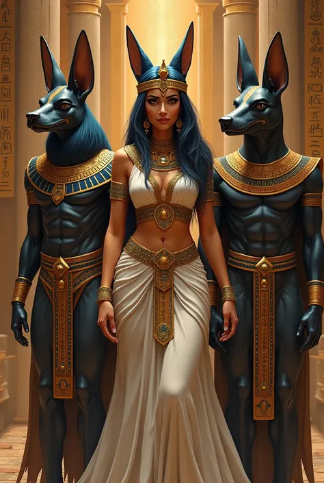 sezy nefertari ,  with horus and anubis