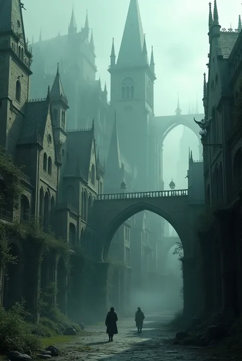 create a gothic city, set in the 1600s, without people