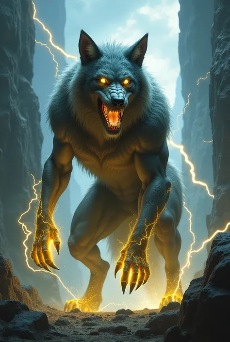 Wild dog,yellow lightning and caveman combined 
