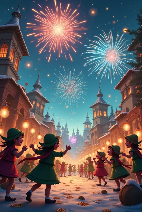 Fireworks . Crazy and quirky {x} World that dances and laughs. Crazy atmosphere , We see elves . Fireworks , DJ and pizz...