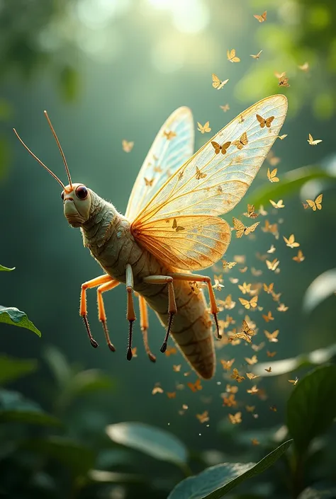 rice grasshopper mixed with thousand butterflies