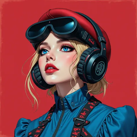 he wears the latest futuristic headphones。 luxury brand fashion 、beret、 full body fashion 、gothic lolita fashion 、germany、 japan...