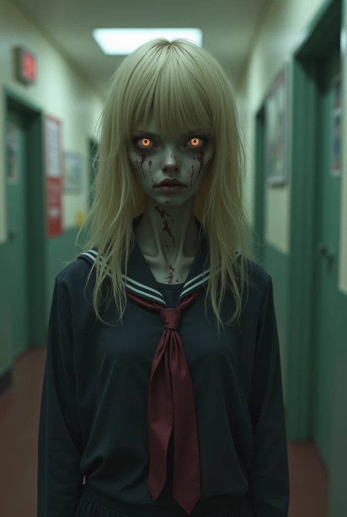 18 years old zombie girl blonde fringe student