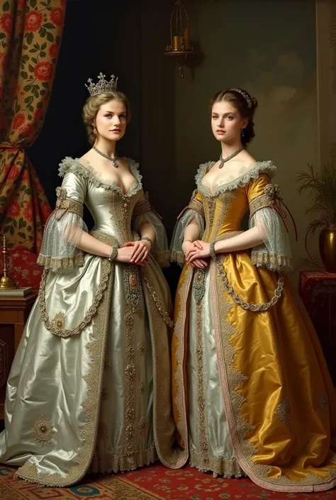 two royal sisters in a portrait of the 18th. century