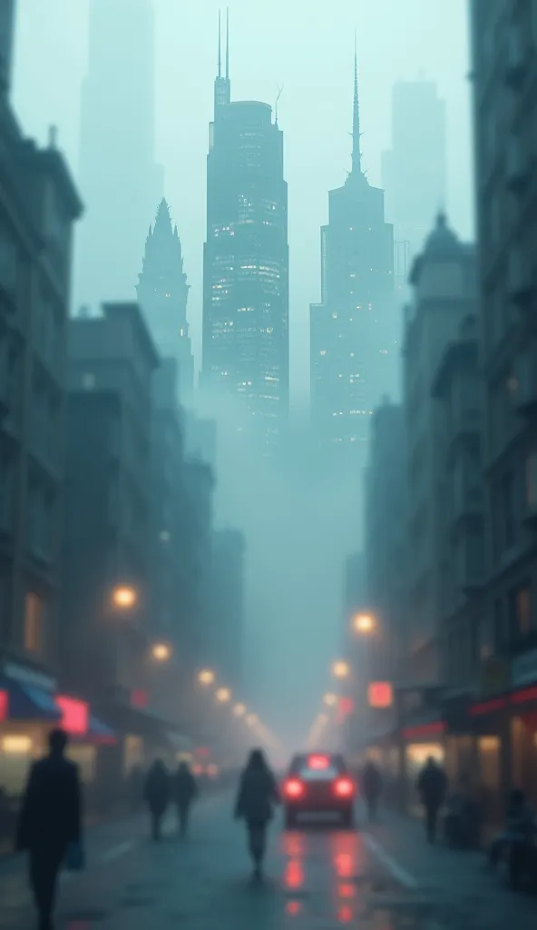 a blurry city.