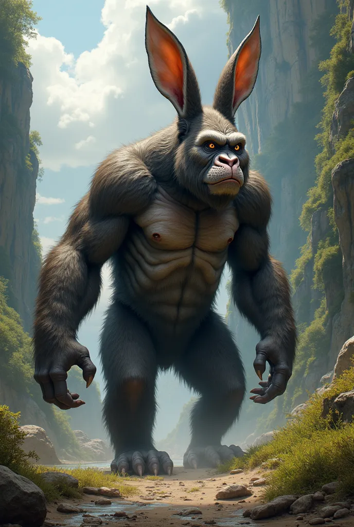 create an image of a rabbit cross gorilla