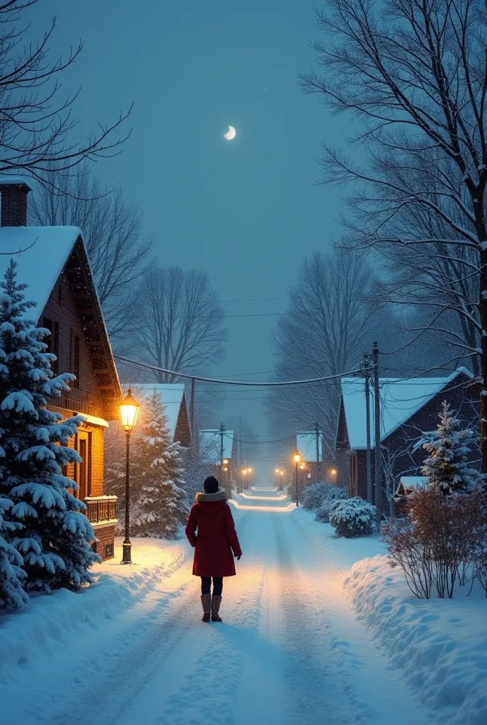 the snow fell lightly on the village of valderice,  covering everything with a white cloak .  the christmas lights shone everywh...