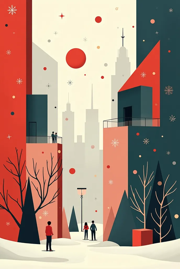 create a christmas card with semiotic signs of modern architecture