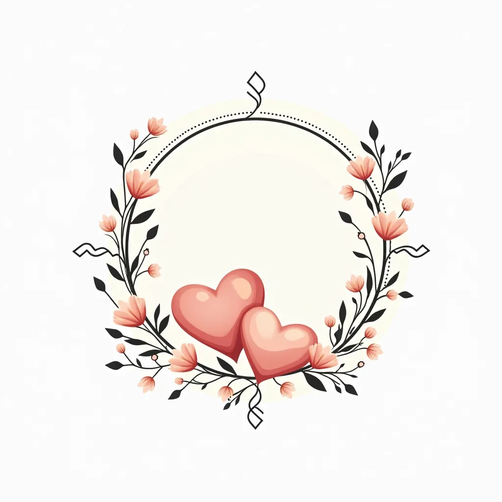 a light beige background, adorned with a delicate floral frame.  the frame features stylized, light pink flowers and vines with ...