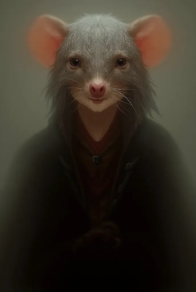 a realistic portrait of a mouse human hybrid. a young man with a mouse's ears and a mouse nose and whiskers. his face is human. ...