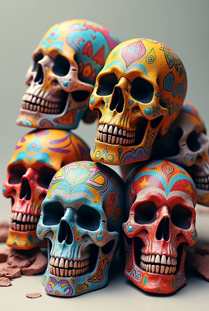 skulls with bright colors and interesting painted designs