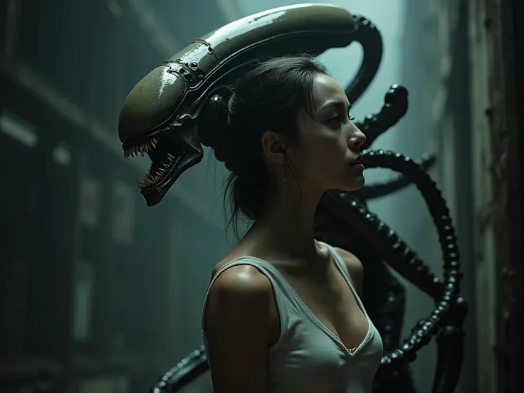 girl transform into a female xenomorph