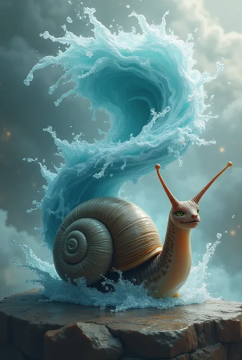 do a tornado of water that is swallowed by a sexy snail