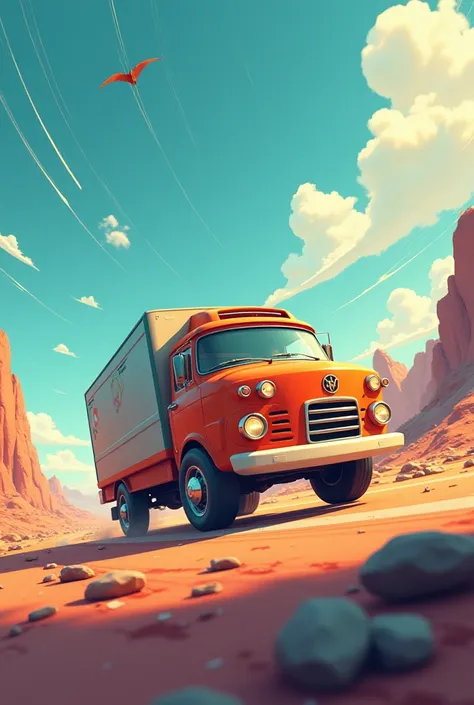 animation truck when mobil uses time