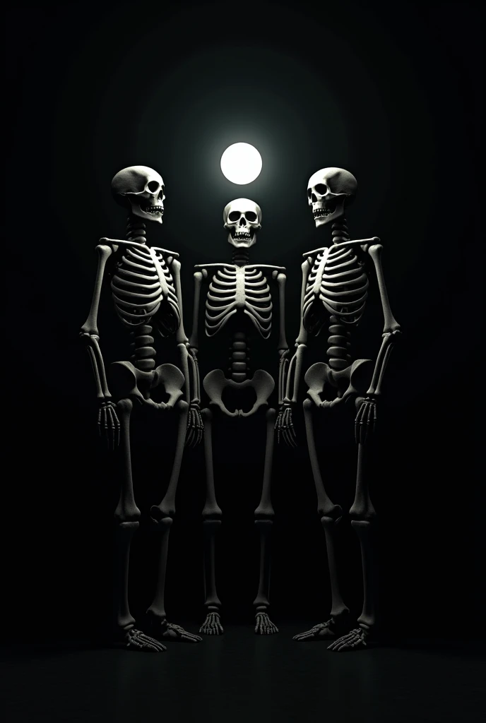 it should be a black background the skeletons should have no clothes around their heads is a light sphere only one does not have...