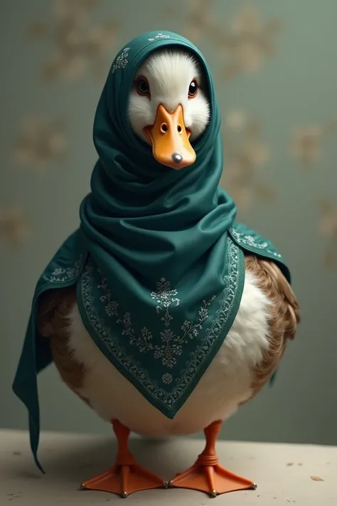 A duck wearing a hijab
