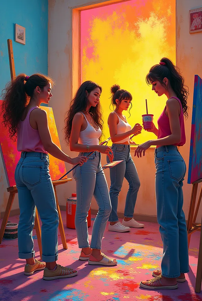 girls in gen z generation painting without faces