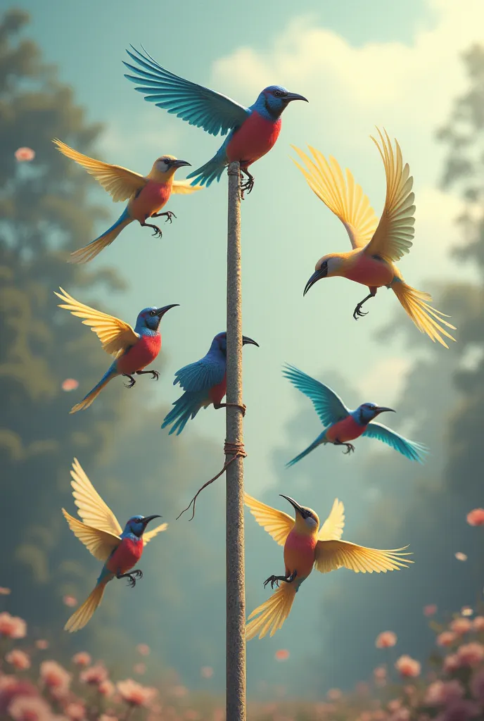 pole-dancing birds