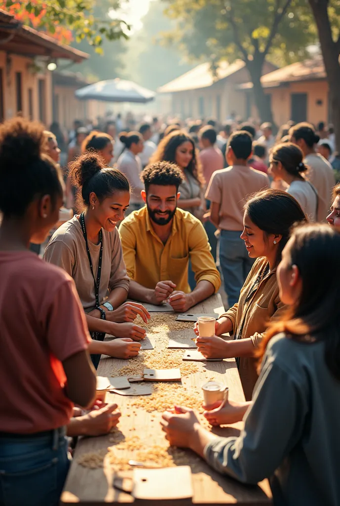 different people meet togather for exchange their skills