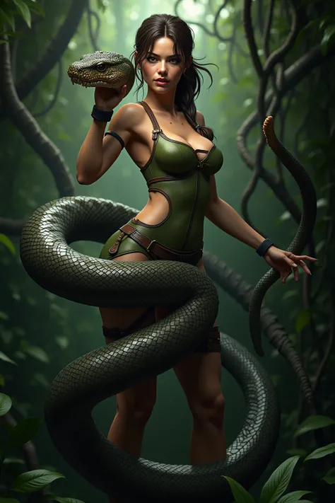 lara croft fused with an anaconda