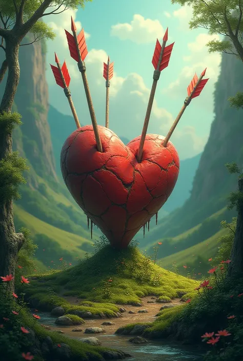 surrounding scenery with arrows stuck in the heart