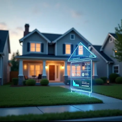A house with a price tag icon, showing fluctuations in price depending on size, location, and market conditions